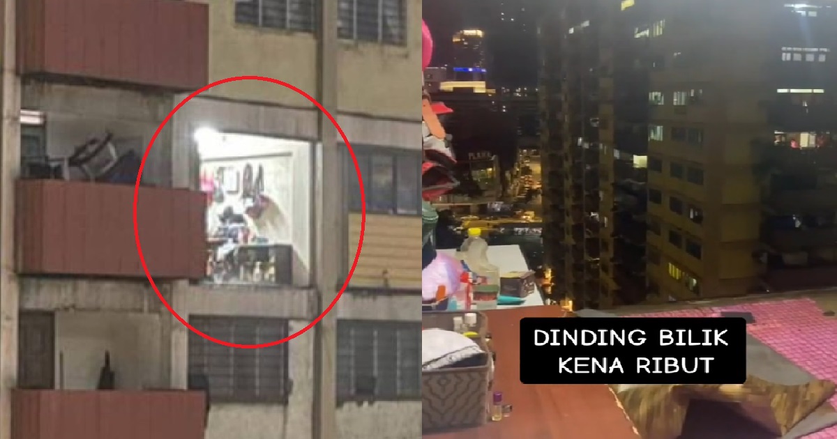 WHOLE WALL OF 12TH STOREY FLAT IN KL GOT RIPPED OFF DURING THUNDERSTORM
