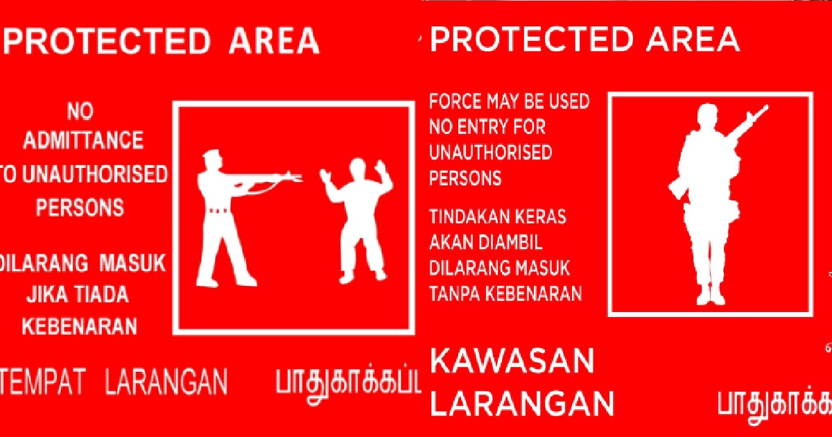 PROTECTED AREA/PLACE SIGNS UPDATED, NO MORE “PUT YOUR HANDS UP”, NOW IS “SEDIA”