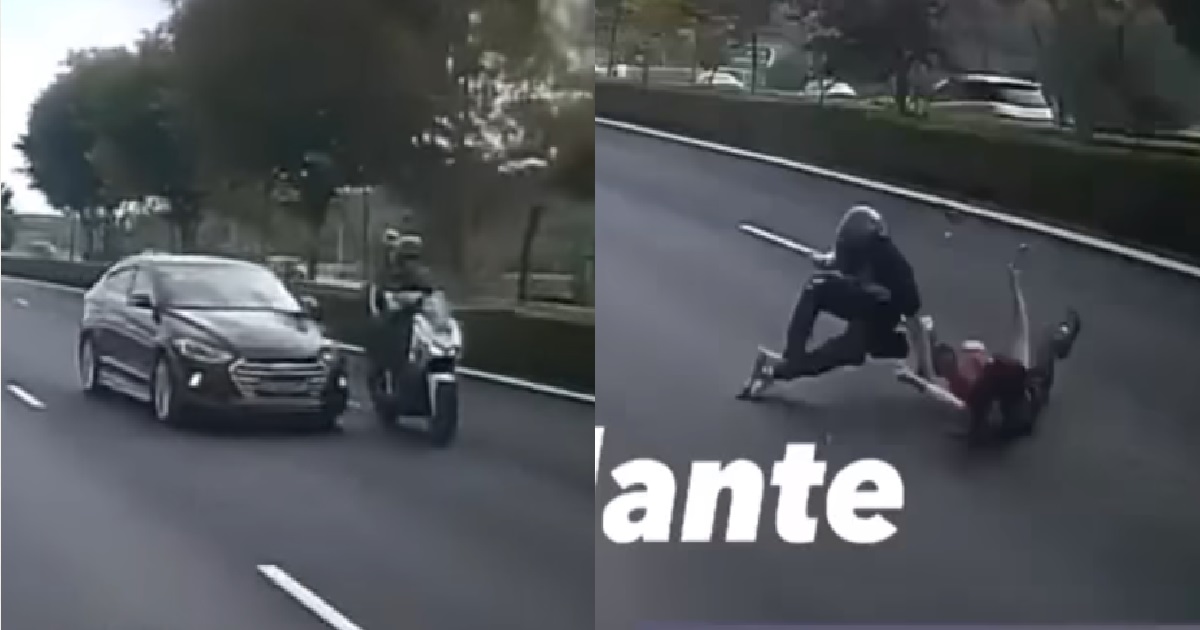 CB DRIVER SIDESWIPES MOTORCYCLE @ TPE, RIDER & PILLION BOTH CRASHED & SENT TO HOSPITAL