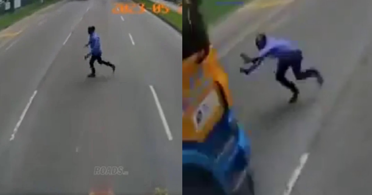 JAYWALKING MAN HIT BY TRAILER TRUCK IN HORRIFIC ACCIDENT @ TUAS SOUTH, SENT TO HOSPITAL