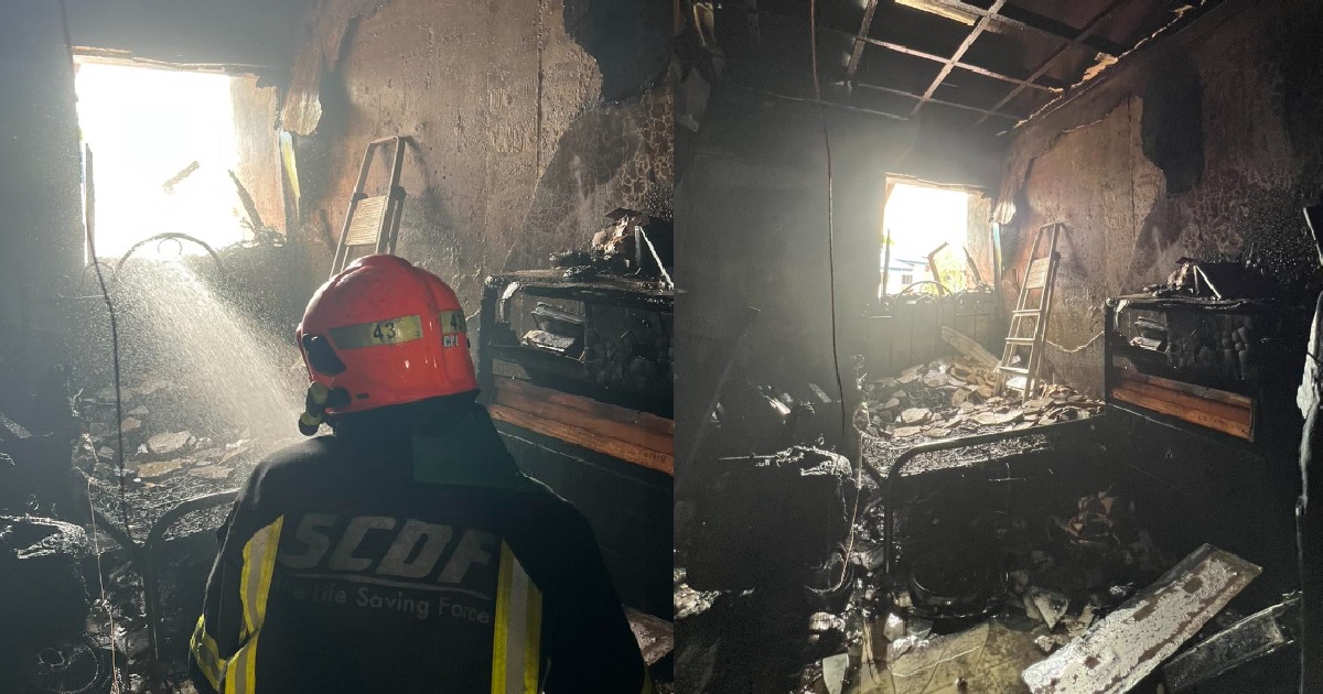 FIRE AT WOODLANDS HDB, 30 EVACUATED & SCDF RESCUED CAT FROM THE BURNING FLAT