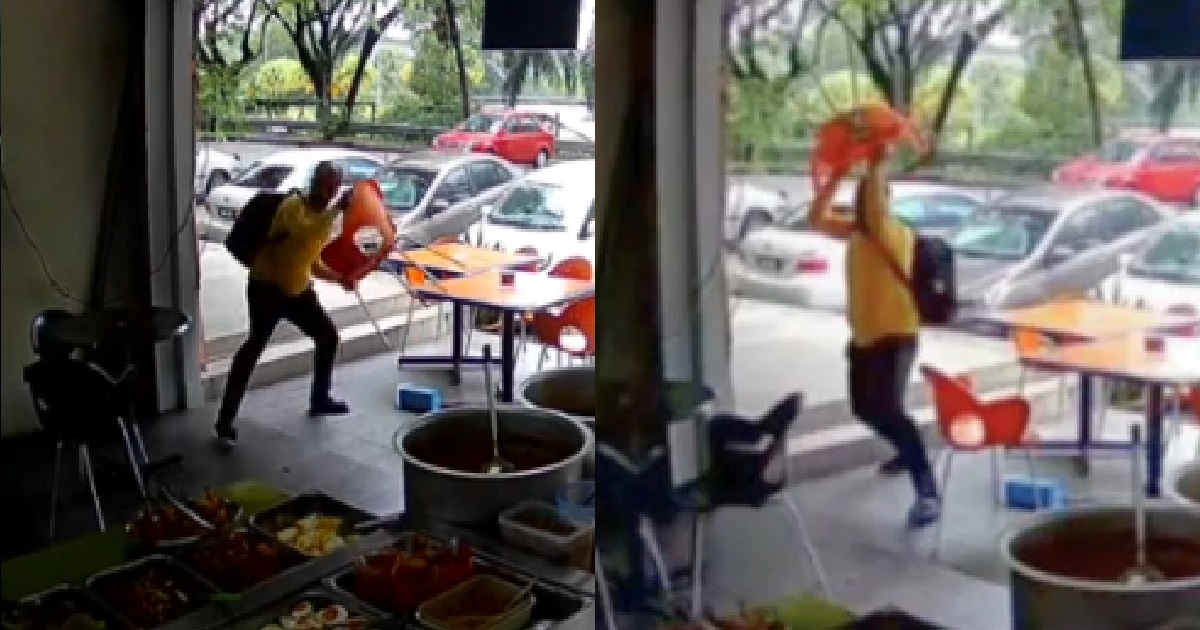 CUSTOMER NOT HAPPY EATERY STAFF CALLED HIM “UNCLE”, THROW CHAIR & THROW FOOD AT THEM