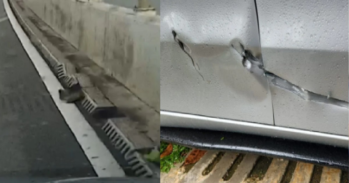 MAN DROVE OVER LOOSE DRAIN COVER THAT SCRATCHED HIS CAR @ BARTLEY, WANTS LTA TO COMPENSATE