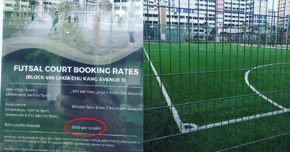 $100 DEPOSIT + $30 to $50/HR FEE TO BOOK CCK FUTSAL COURT, “NO WONDER SG SOCCER DREADFUL”