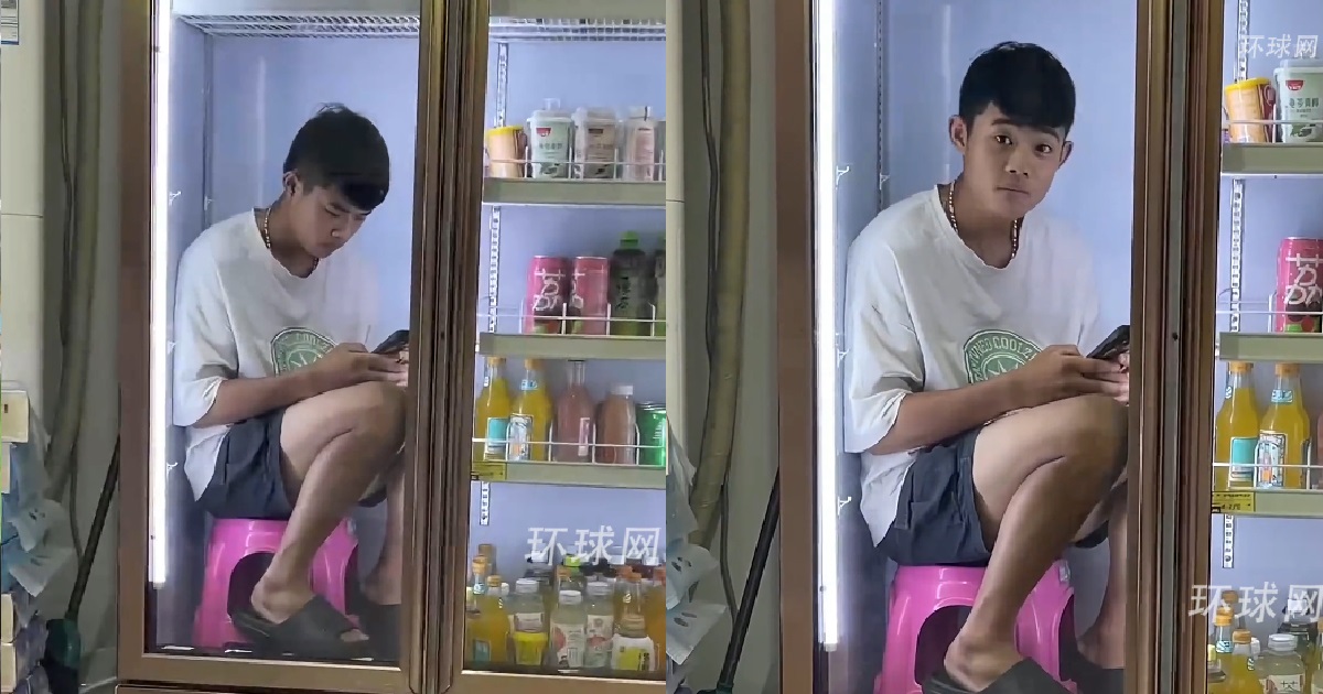 MAN CAN’T TAHAN THE HEAT OUTSIDE ANYMORE, HIDE INSIDE FRIDGE TO KEEP COOL