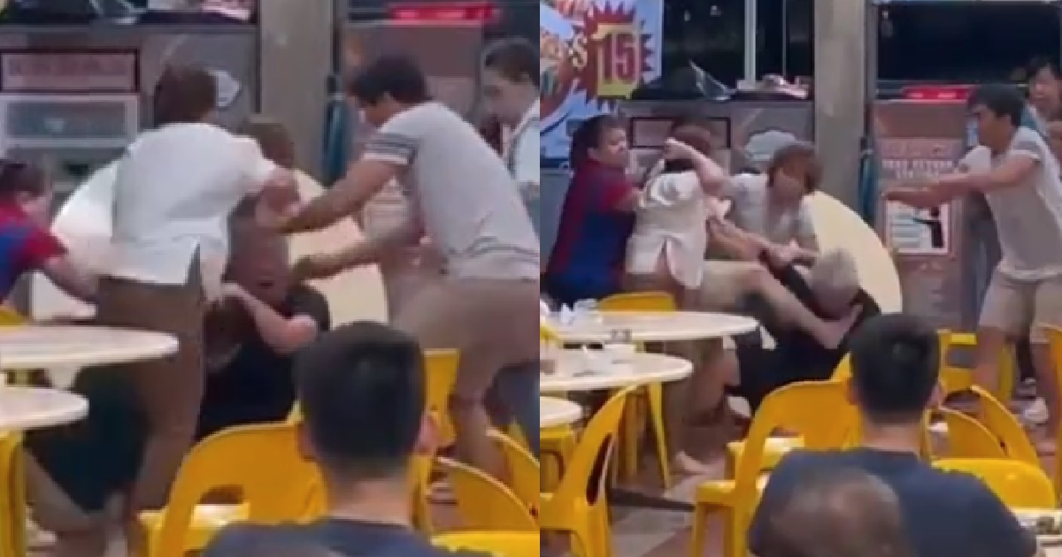 UNCLES FIGHTING @ HOUGANG KOPITIAM, KENA KICK TO THE FACE WHILE HE IS DOWN