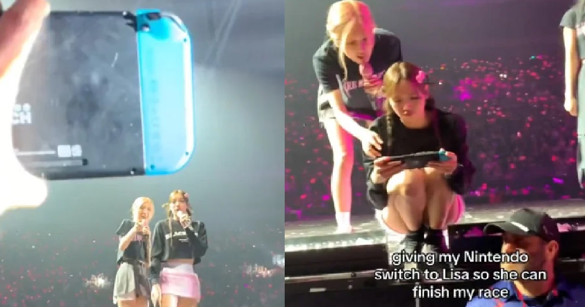 BLACKPINK’S LISA SING HALFWAY DURING CONCERT, STOP TO PLAY MARIO KART ON FAN’S NINTENDO
