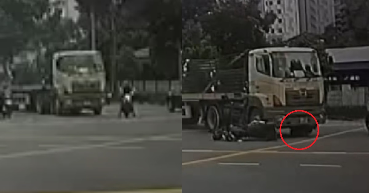 FEMALE MOTORCYCLIST HIT BY LORRY & PINNED UNDER IT, DRIVER STILL WANTED TO REVERSE