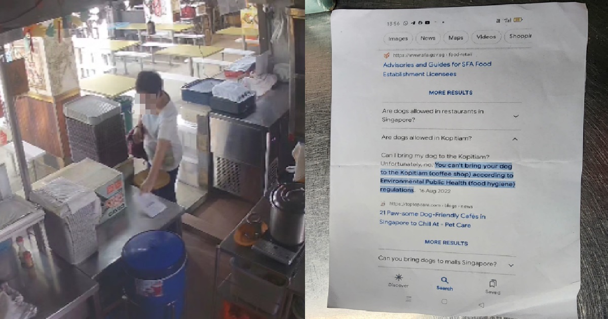 XIAO ZHABOR NOT HAPPY HAWKER SERVED CUSTOMER WITH GUIDE DOG, WRITES ANGRY NOTE
