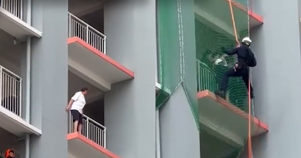 PERSON SEEN STANDING ON LEDGE OF HDB BLOCK @ BUKIT BATOK, RESCUED BY SCDF