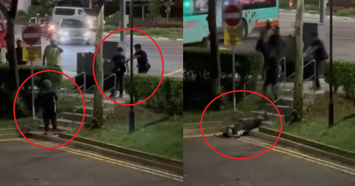 31 Y.O MAN KENA TASERED AFTER ATTACKING POLICE OFFICER WITH METAL BAR @ BUKIT PANJANG