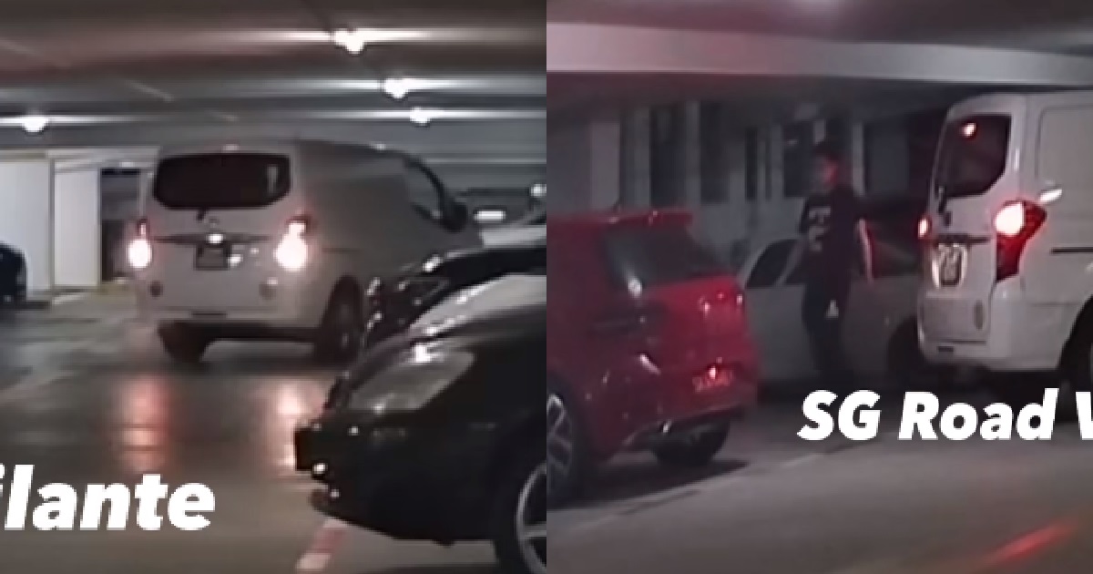 HOPELESS VAN DRIVER HITS 3 CARS WHILE TRYING TO PARK @ CLEMENTI CARPARK