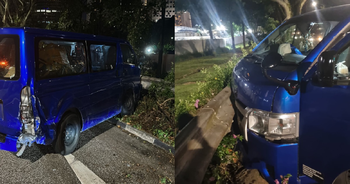 CAR DRIVER HITS VAN & CAUSED IT TO CRASH INTO BARRICADE, THEN DRIVES OFF @ OPHIR RD