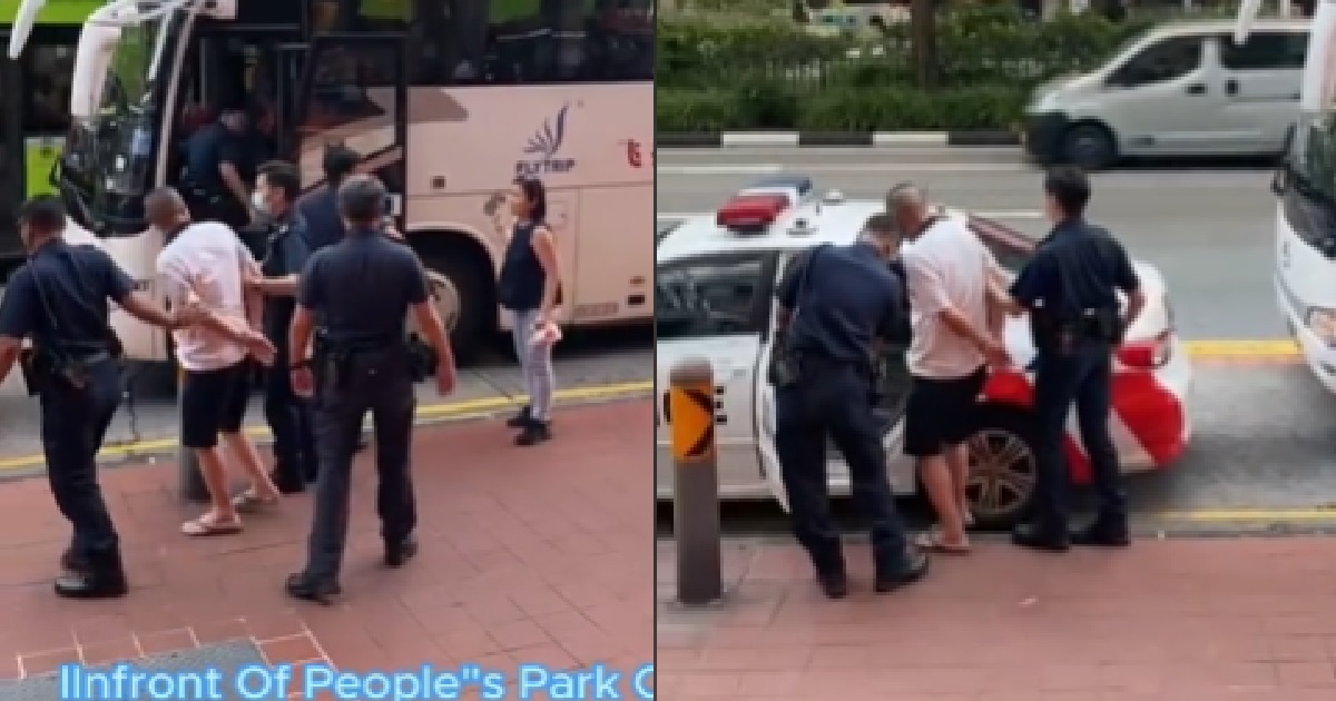 64 Y.O CYCLIST ATTACKED BUS DRIVER FOR DRIVING TOO CLOSE @ CHINATOWN, ARRESTED