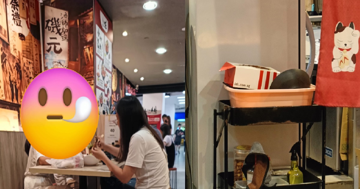 FAMILY BROUGHT KFC INTO JAP RESTAURANT @ NEX THEN TELL WAITRESS TO CLEAR IT FOR THEM