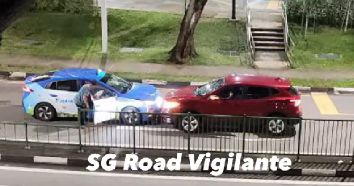 WOMAN DROVE AGAINST TRAFFIC & CRASHES HEAD-ON WITH TAXI, THEN FLEES THE SCENE @ POTONG PASIR