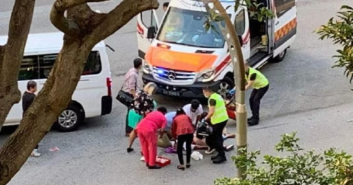 64 Y.O E-BIKE RIDER KILLED IN ACCIDENT WITH SCHOOL BUS @ HOUGANG, SENT FLYING