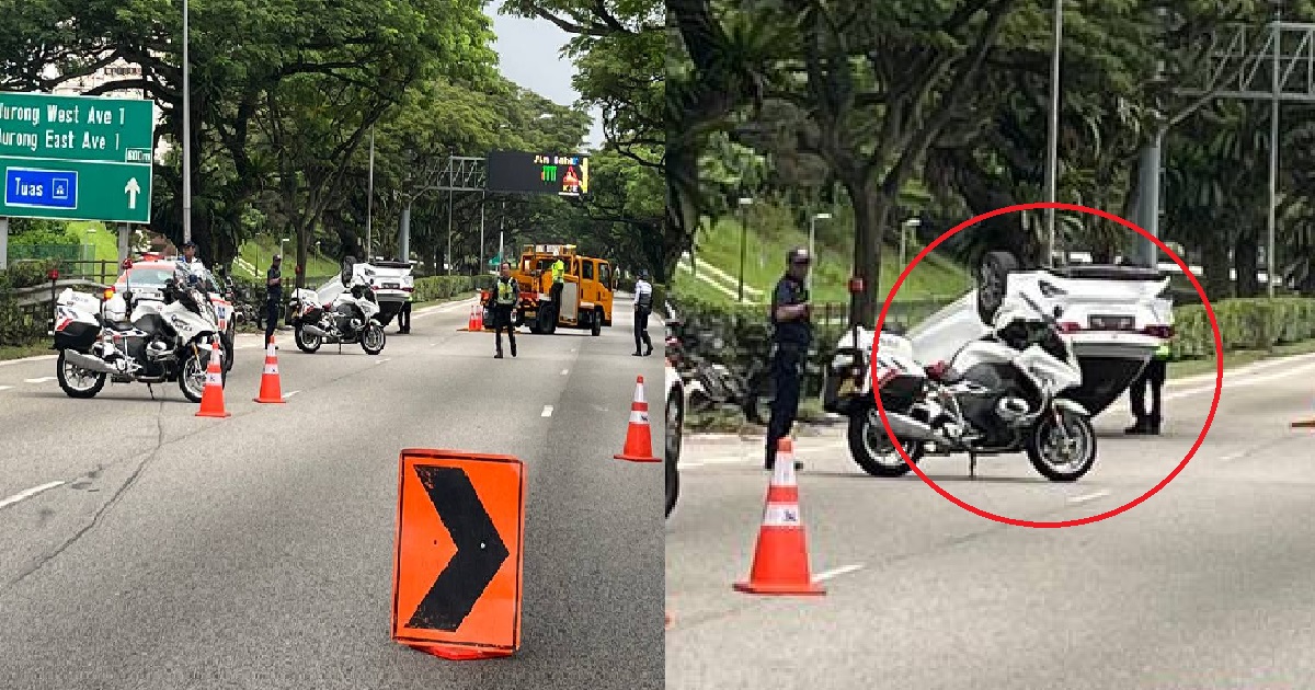 CAR FLIPPED OVER & TURNED TURTLE ALONG PIE, DRIVER & MOTORCYCLIST INJURED