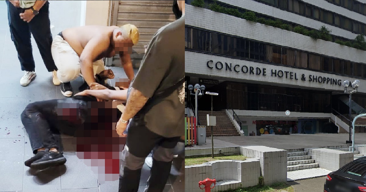 1 MAN KILLED IN 10-PERSON FIGHT @ ORCHARD CONCORDE HOTEL, BLOOD ON THE FLOOR