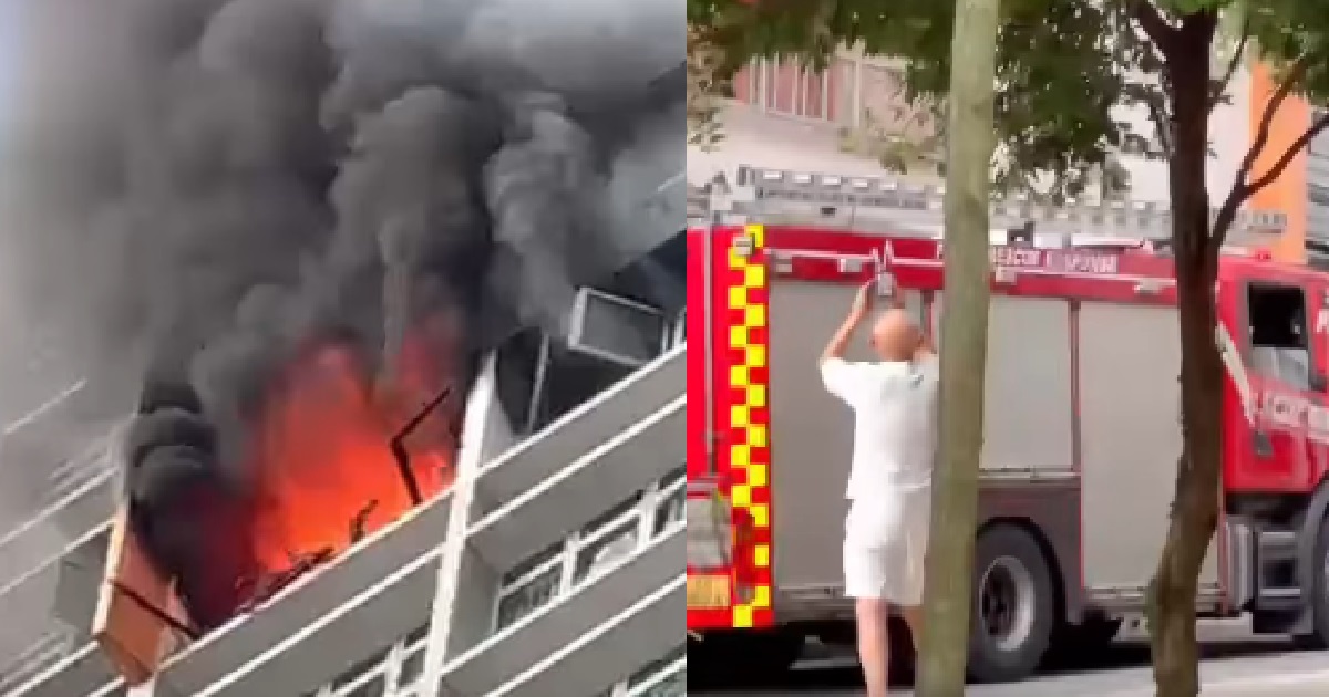 HORRIBLE FIRE ON 36TH FLOOR HDB UNIT @ GHIM MOH, 2 PEOPLE SENT TO HOSPITAL