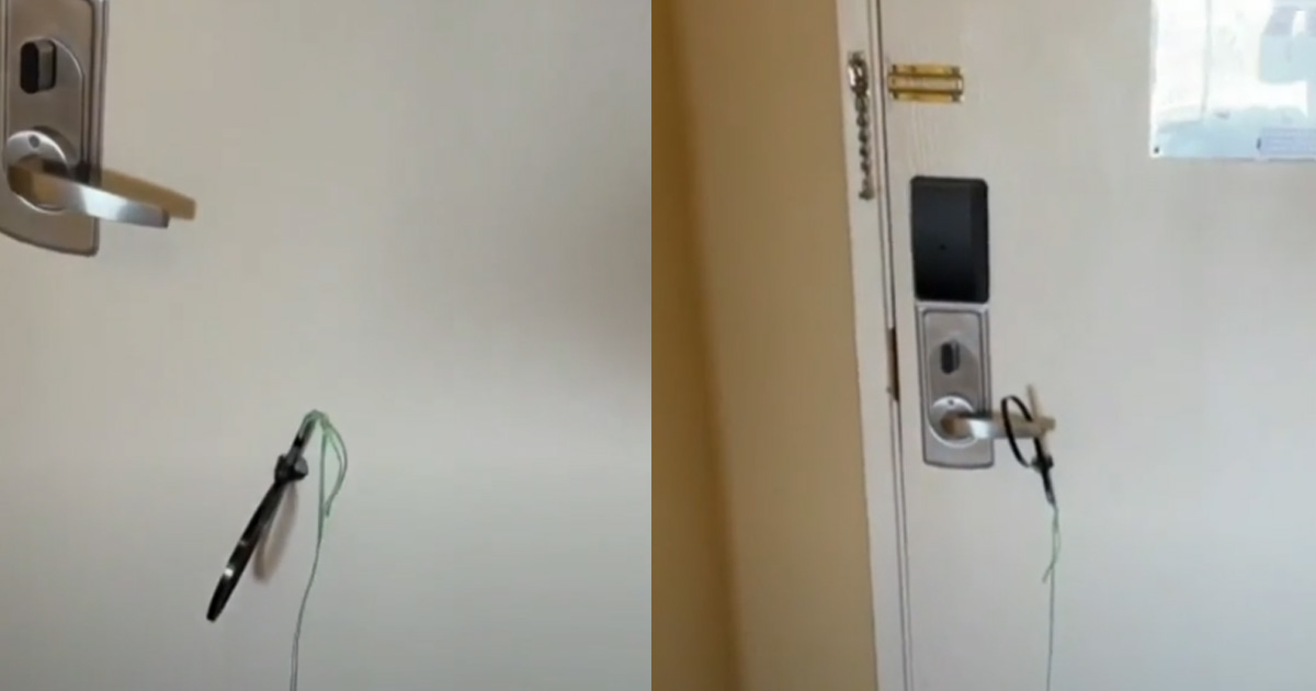 ROBBER TRIES TO OPEN HOTEL ROOM DOOR WITH ZIP TIE AND MAGNET, TRAVELLERS TAKE NOTE
