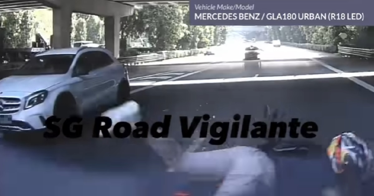 MOTORCYCLIST CRASHED AFTER MERCEDES CUTS HIM OFF @ AYE, DRIVER BLAMES HIM INSTEAD