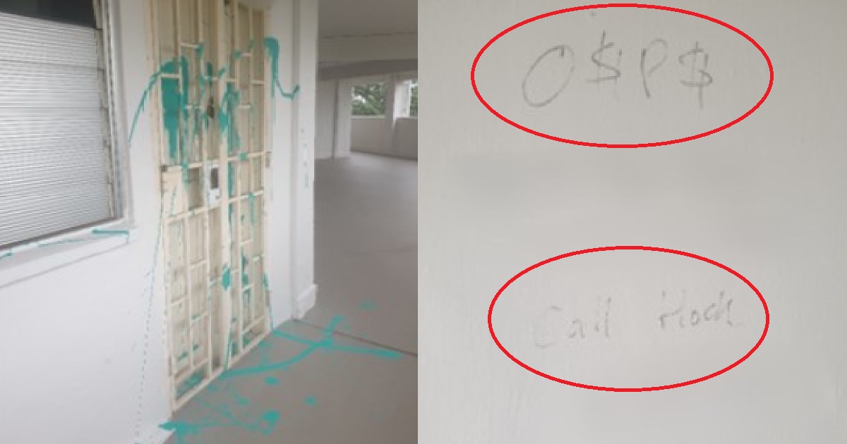 AH LONG ARRESTED FOR SPLASHING PAINT & LEAVING BEHIND NOTE “O$P$ CALL HOCK” @ BOON LAY