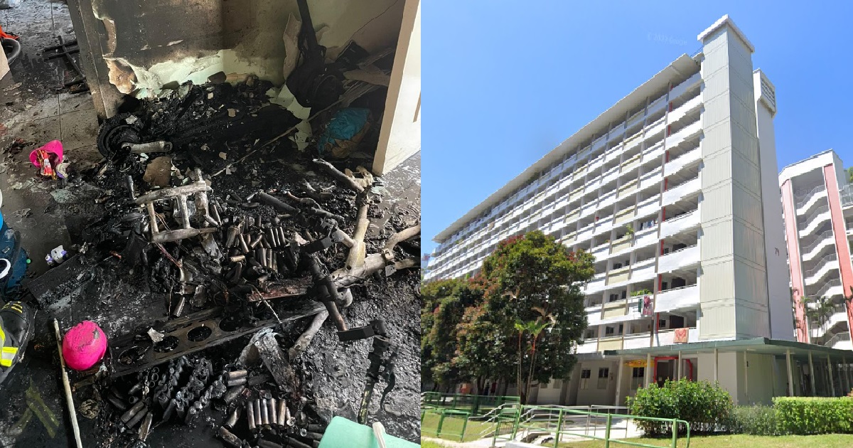 FIRE @ REDHILL HDB FROM CHARGING PMD, CHILDREN FOUND INSIDE TOILET & RESCUED