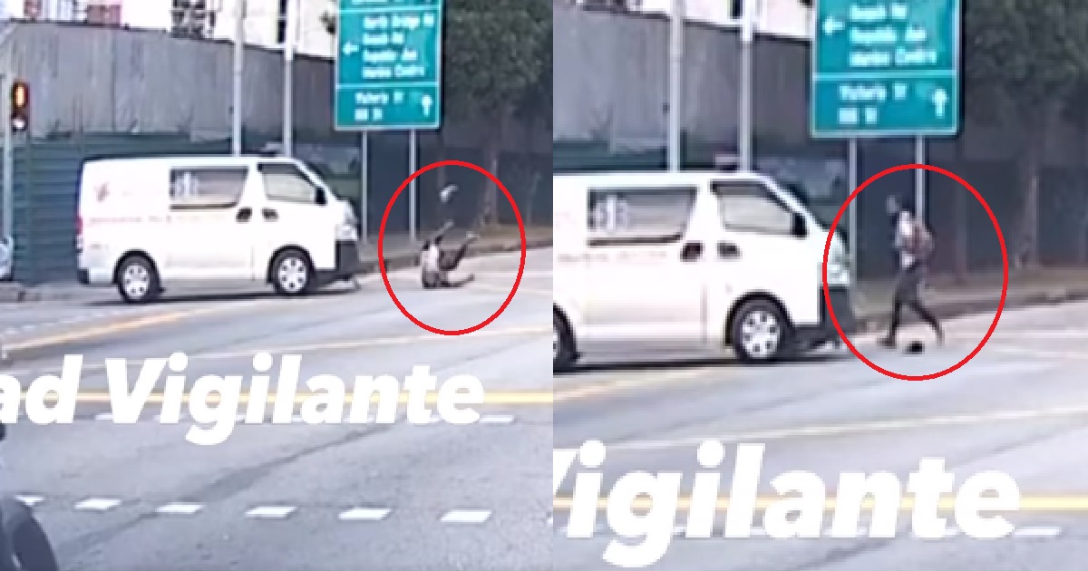 CYCLIST BEATS RED LIGHT & KENA BANG BY VAN @ KALLANG, STILL WANT TO CONFRONT DRIVER