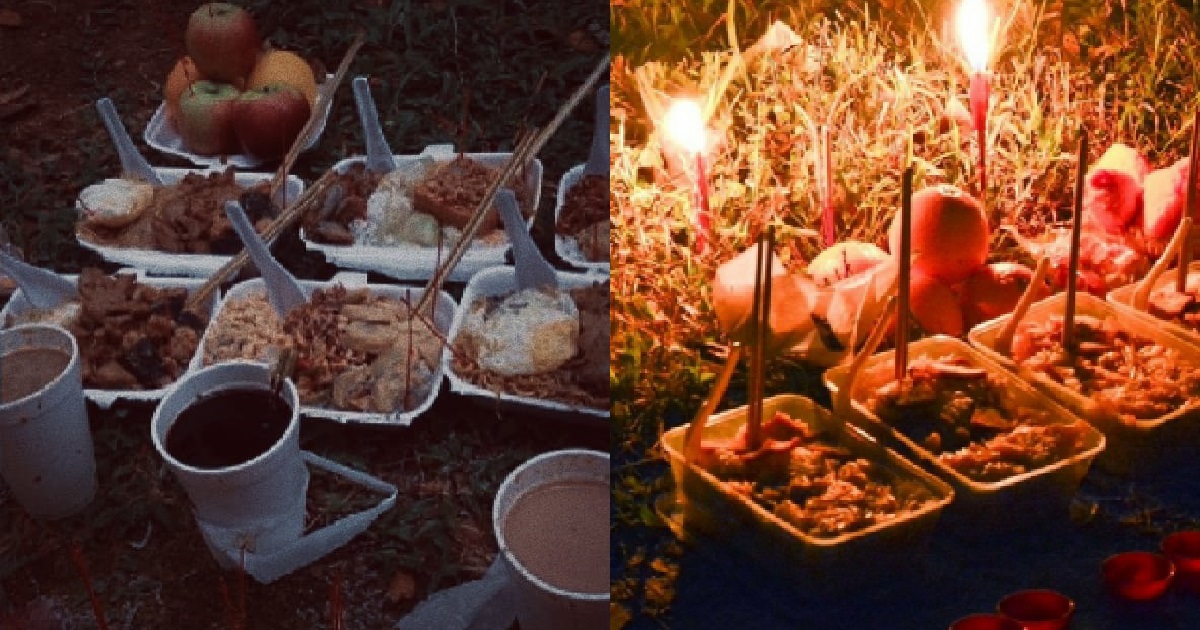 GIRL LOOKED DOWN FROM HER WINDOW & SAW HUNGRY GHOST EATING THE OFFERINGS