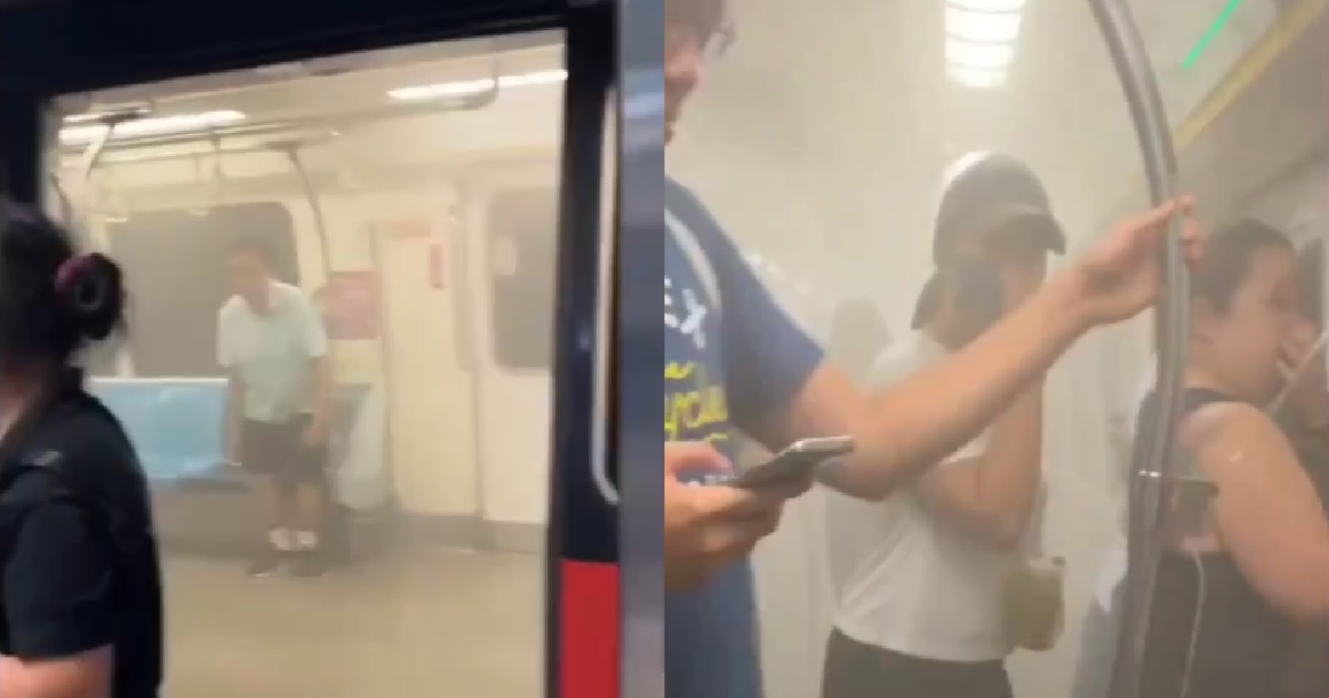 MRT CABIN FILLED WITH SMOKE FROM GAS LEAK @ CITY HALL, PASSENGERS FORCED TO GET OUT