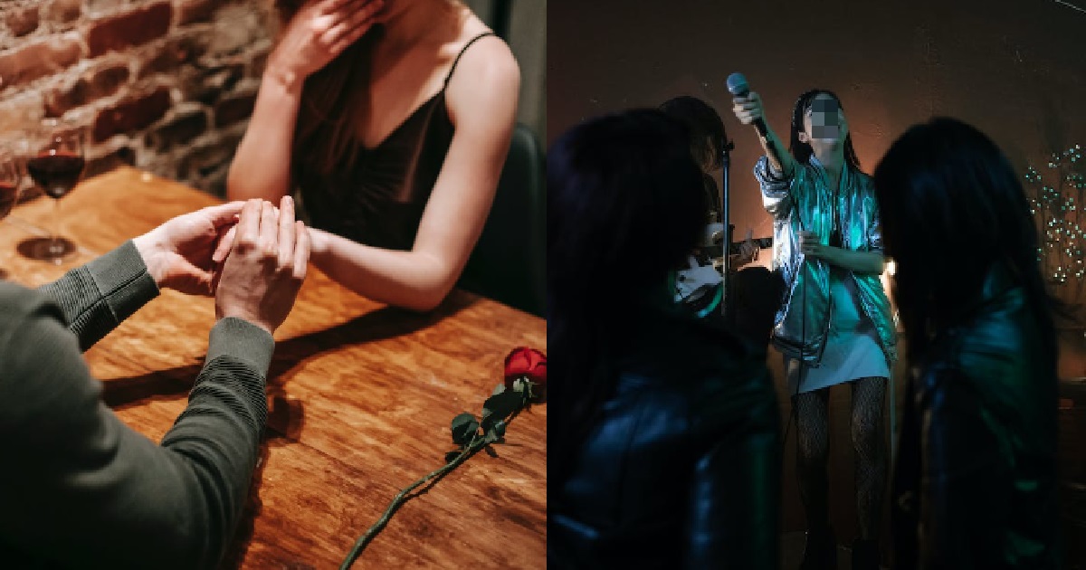 MAN PROPOSED TO GF AT A BAR, KAYPOH BAR SINGER FORCE THEM GO UP ON STAGE & DO IT AGAIN