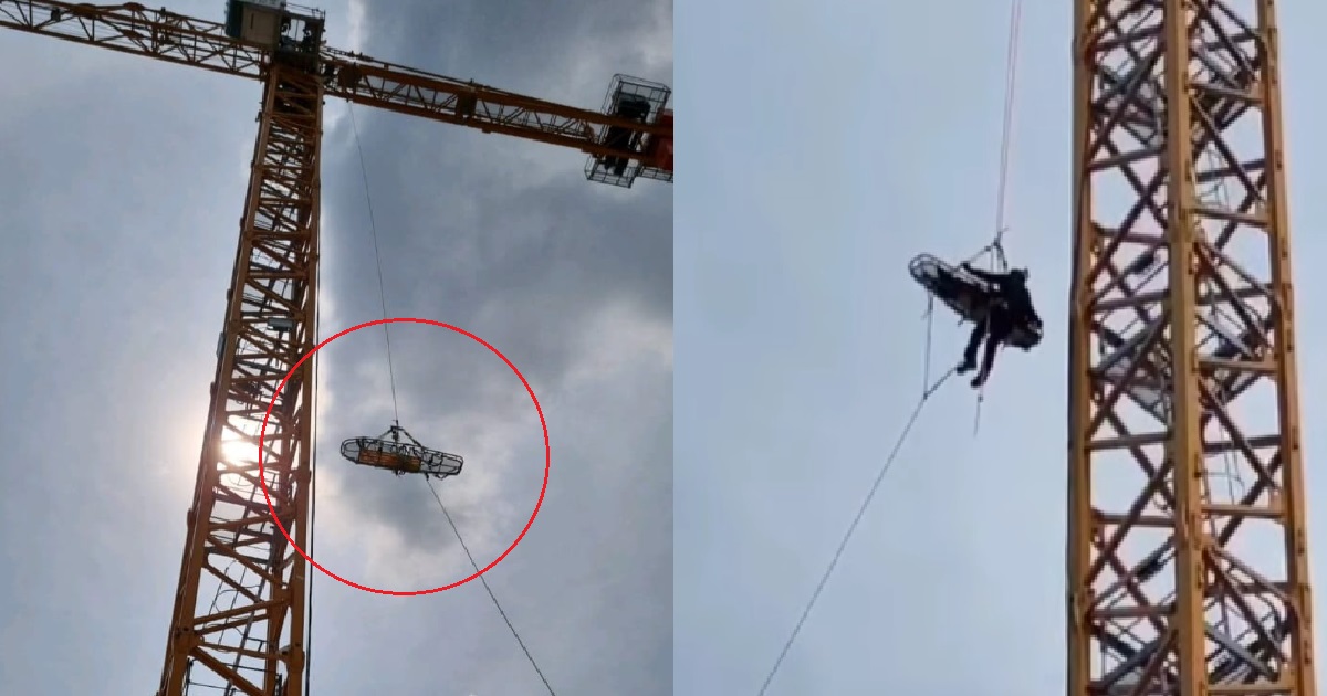 WORKER STANDED ON TOP OF 40-METRE TALL TOWER CRANE @ TUAS, RESCUED BY SCDF
