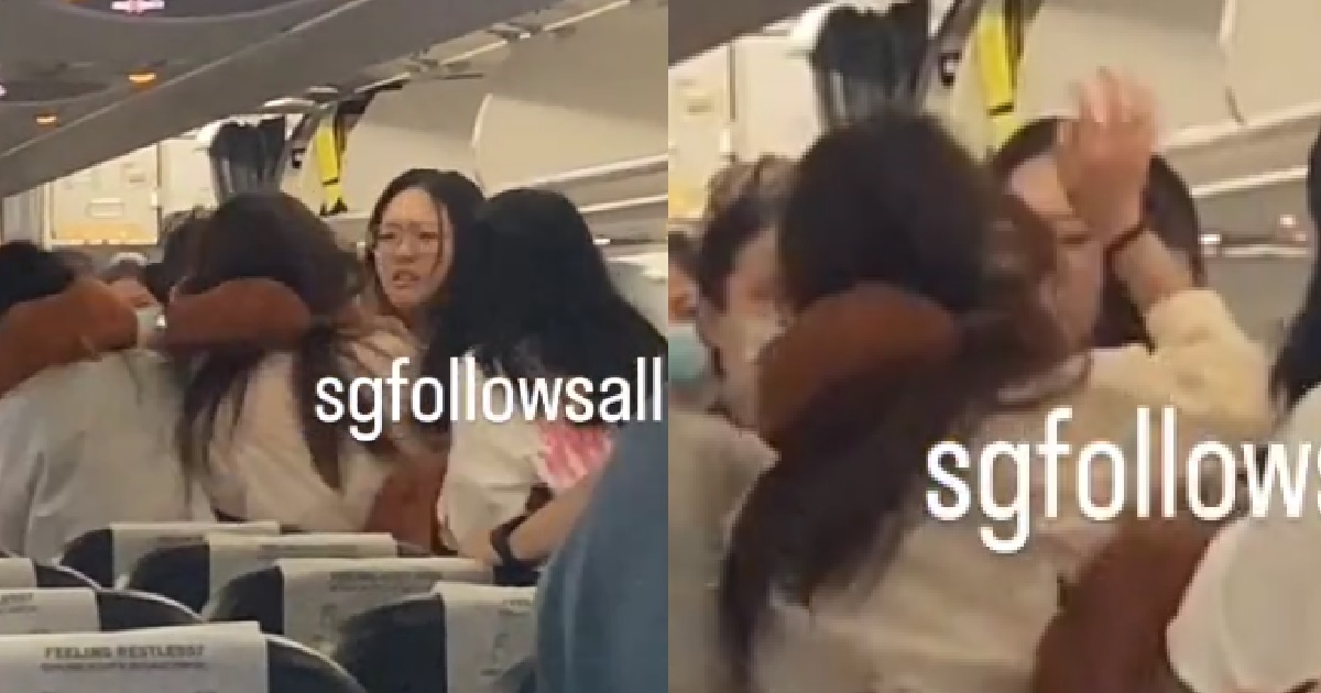 PRC WOMEN 1V1 INSIDE FLIGHT – YOU PUNCH ME, I PUNCH YOU, STEWARDESS WATCHING SHOW