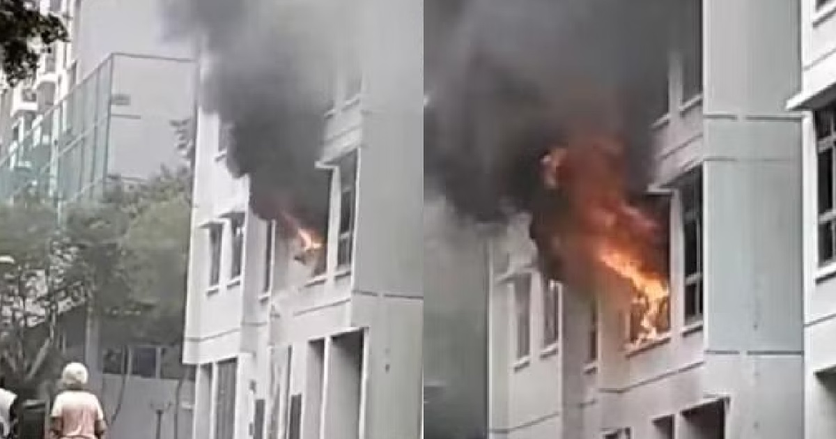 FIRE @ 2ND-FLOOR HOUGANG HDB UNIT & 50 PEOPLE EVACUATED, 1 PERSON KENA SMOKE INHALATION