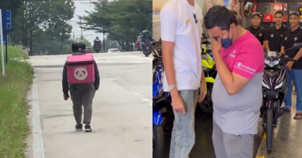 DEJECTED FOODPANDA RIDER WALKS HOME AFTER HIS BIKE GOT CONFISCATED BY POLICE