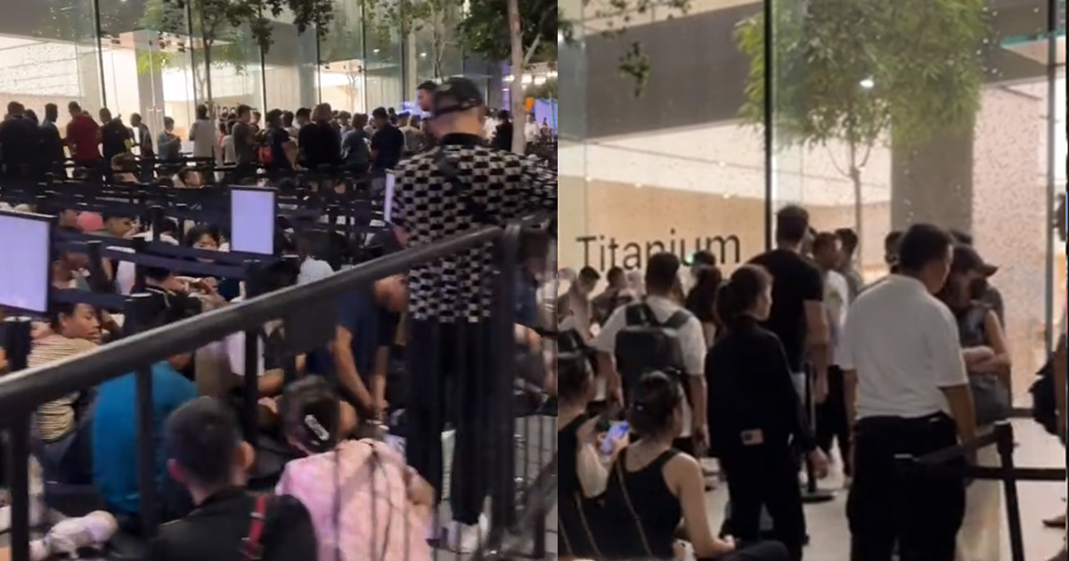 PEOPLE QUEUING FOR APPLE IPHONE 15, A DAY EARLIER TILL OVERNIGHT