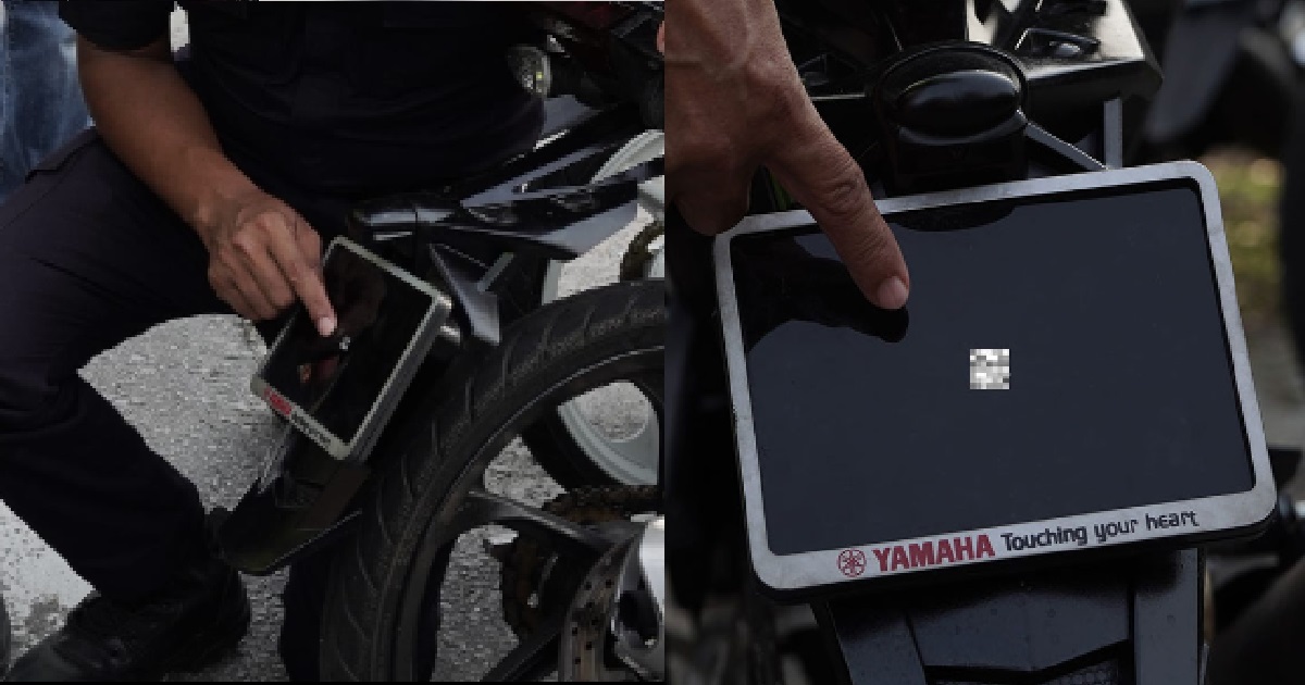 YAO SIU MOTORCYCLIST WITH LICENSE PLATE SMALLER THAN FINGERNAIL, CAUGHT BY POLICE
