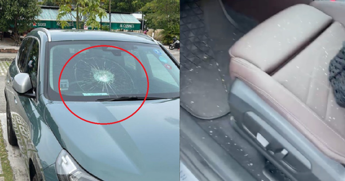 BMW GOT “SHOT” BY A SMALL ROCK THAT BROKE ITS WINDSCREEN ALONG PIE