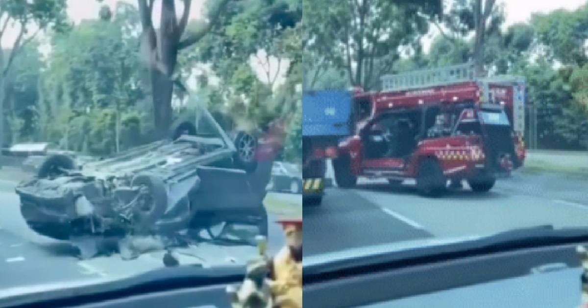 CAR FLIPPED OVER & TURNED TURTLE @ CHOA CHU KANG, 63 Y.O MAN SENT TO HOSPITAL