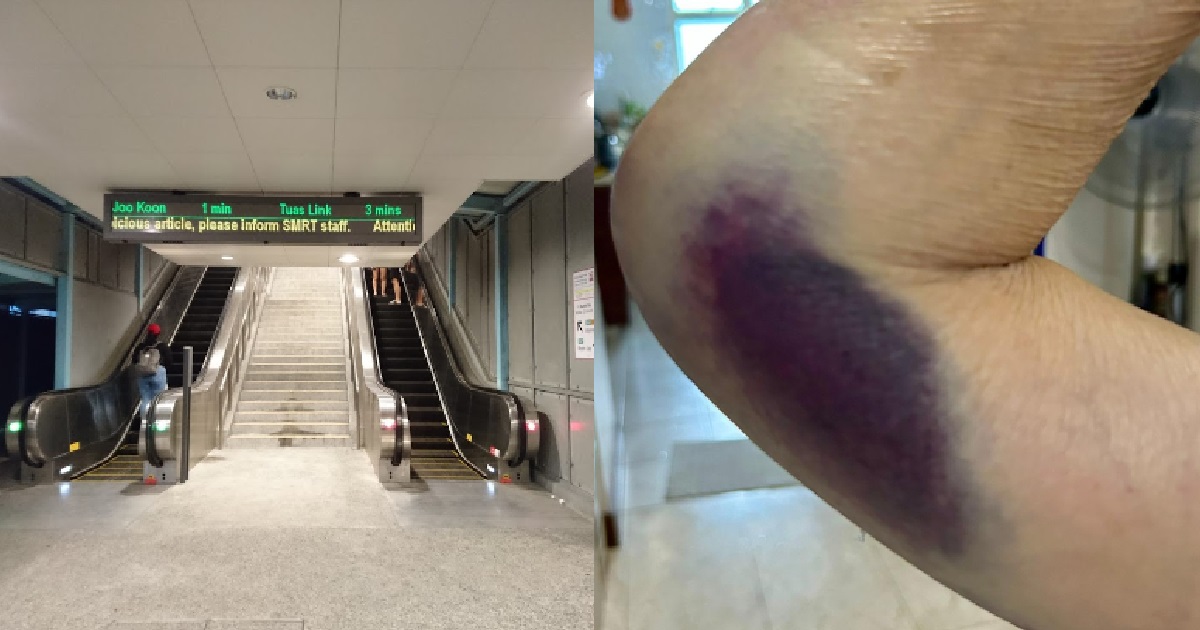 3 ELDERLY PEOPLE FELL ON ESCALATOR @ CLEMENTI MRT AFTER IT ALLEGEDLY REVERSED