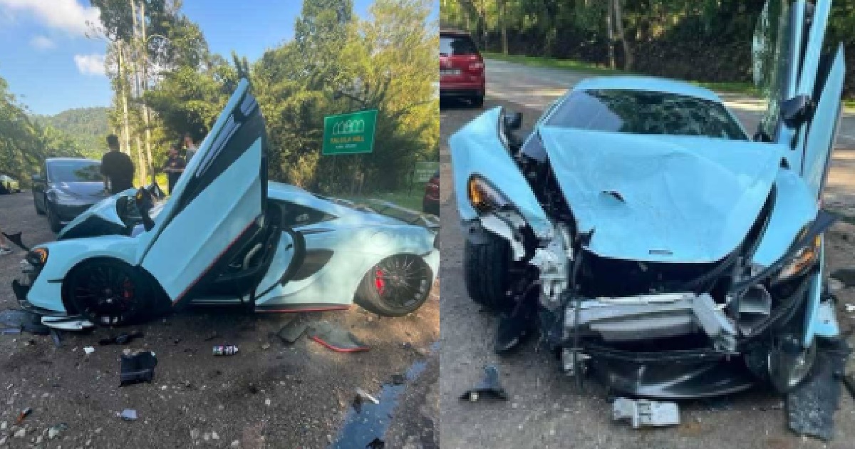 MCLAREN SUPERCARS FROM S’PORE CRASHED IN JOHOR, CAUSED BY FELLA IN FRONT SLOWING DOWN