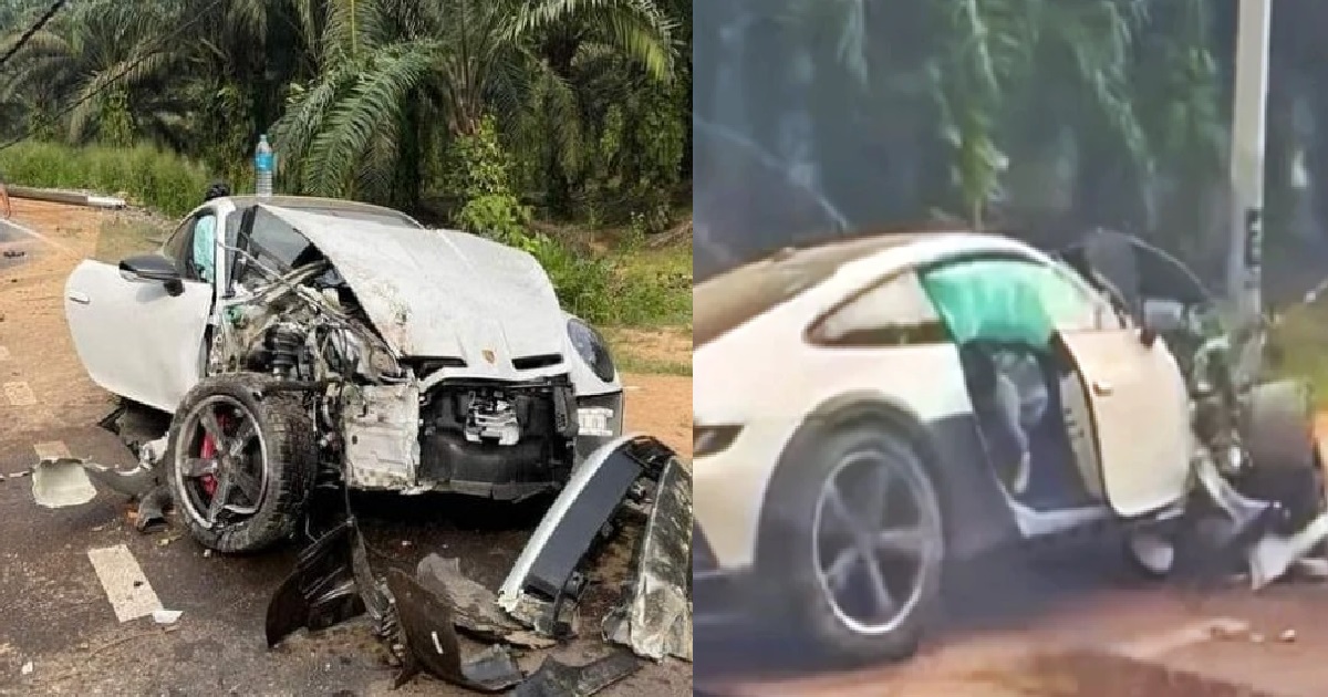 S’PORE COUPLE CRASHED THEIR PORSCHE INTO LAMP-POST @ JOHOR, PART OF LUXURY CAR CONVOY