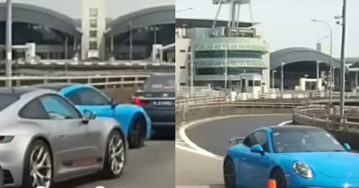 4 PORSCHE CARS MADE TO U-TURN AFTER CUTTING QUEUE AT TUAS SECOND LINK