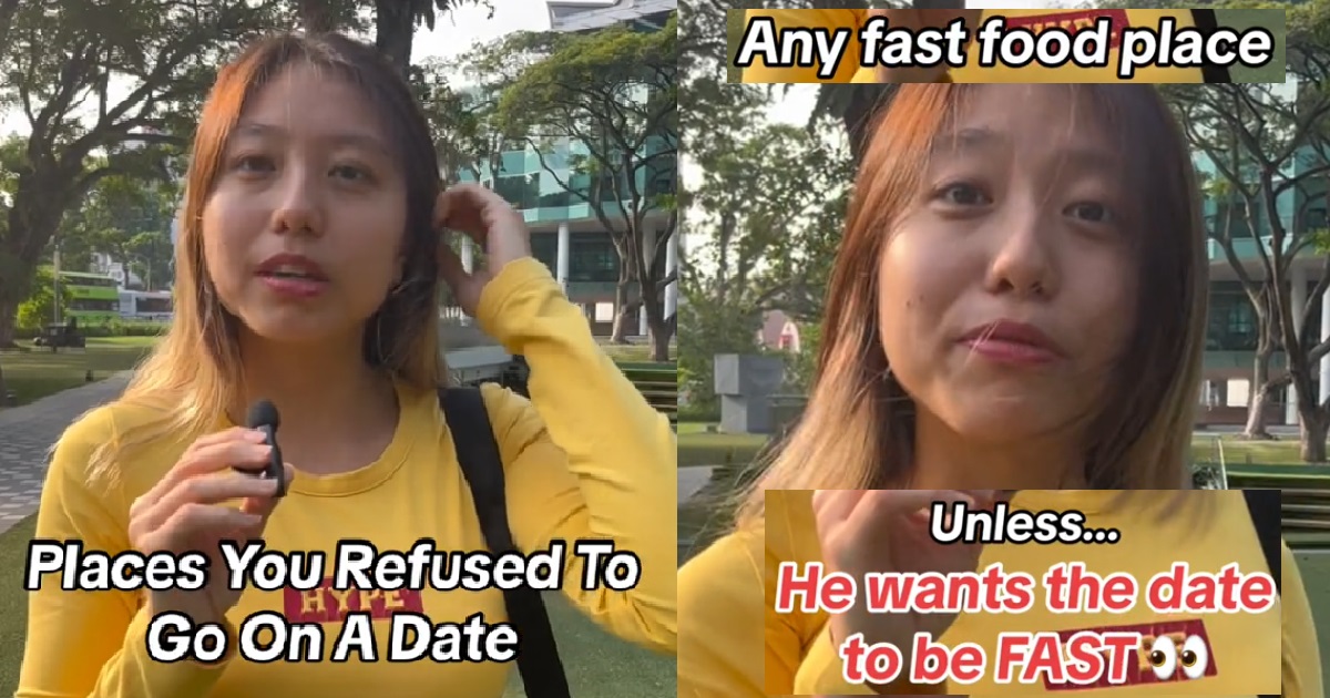 S’PORE GIRL SAYS DON’T BRING HER PAKTOR EAT FAST FOOD, OR SHE’LL MAKE THE DATE “FAST”