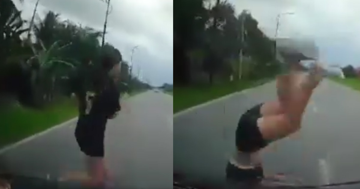 JOHOR MAN THOUGHT ITS A GOOD IDEA TO GO JOGGING ON THE ROAD, KENA BANGED