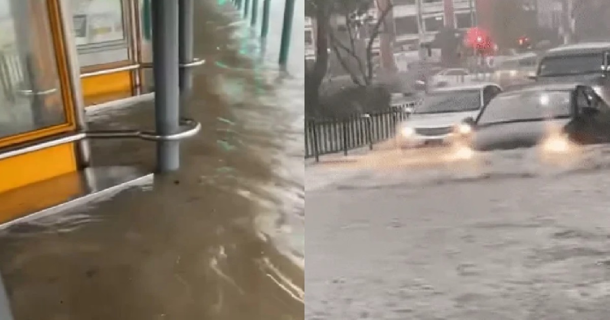 FLASH FLOOD @ BOON LAY, BUS STOP ALMOST UNDERWATER & CARS ALMOST END UP IN ATLANTIS