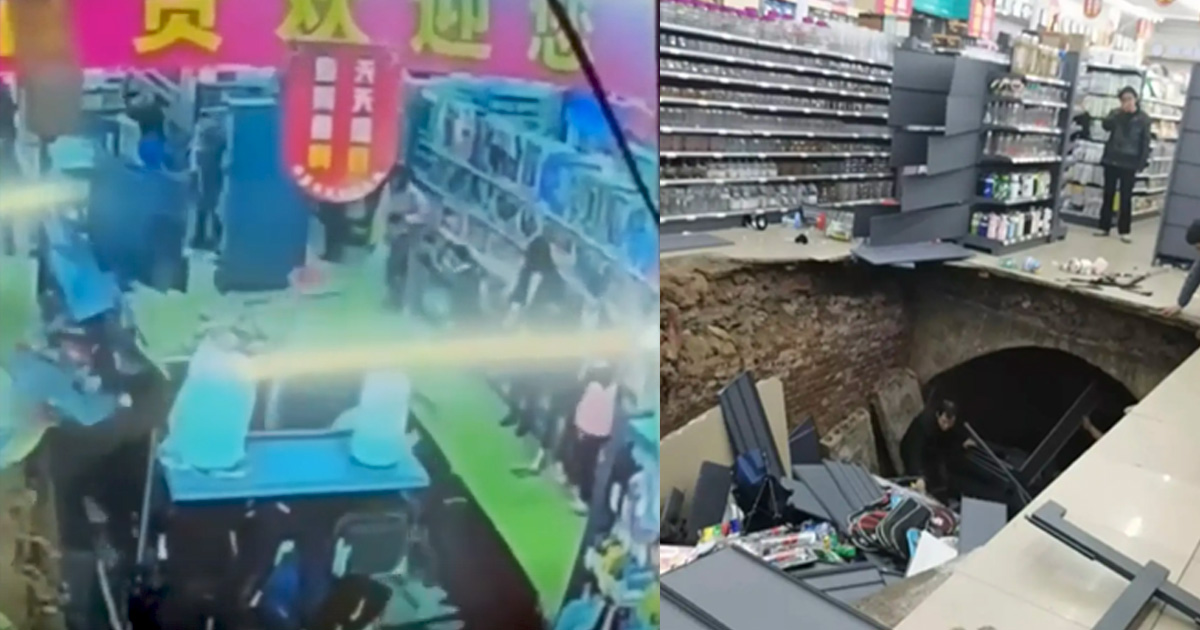 “NEW” SUPERMARKET FLOOR COLLAPSES IN CHINA AFTER OPENING FOR LESS THAN 24 HOURS