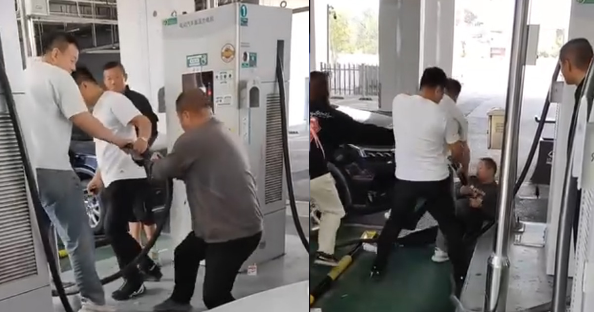 TWO PRC MEN SPOTTED IN A CHILDISH ALTERCATION OVER AN ELECTRIC CHARGER