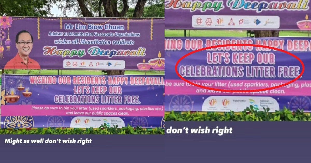MOUNTBATTEN DEEPAVALI BANNER ASKS TO KEEP CELEBRATIONS LITTER-FREE, NETIZEN: “MIGHT AS WELL DON’T WISH”
